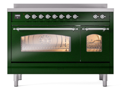 48" ILVE Nostalgie II Electric Freestanding Range in Emerald Green with Chrome Trim - UPI486NMP/EGC