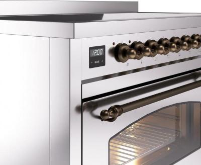 48" ILVE Nostalgie II Electric Freestanding Range in Stainless Steel with Bronze Trim - UPI486NMP/SSB