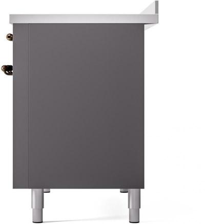 48" ILVE Nostalgie II Electric Freestanding Range in Matte Graphite with Bronze Trim - UPI486NMP/MGB