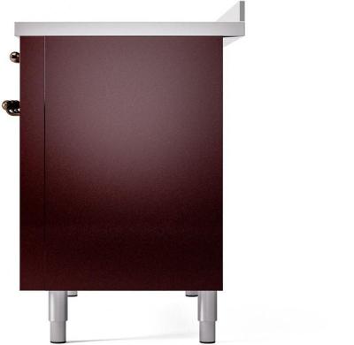 48" ILVE Nostalgie II Electric Freestanding Range in Burgundy with Bronze Trim - UPI486NMP/BUB