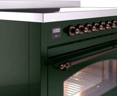 48" ILVE Nostalgie II Electric Freestanding Range in Emerald Green with Bronze Trim - UPI486NMP/EGB