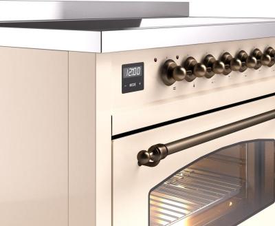 48" ILVE Nostalgie II Electric Freestanding Range in Antique White with Bronze Trim - UPI486NMP/AWB