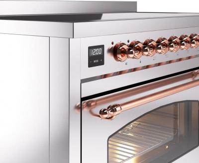 48" ILVE Nostalgie II Electric Freestanding Range in Stainless Steel with Copper Trim - UPI486NMP/SSP