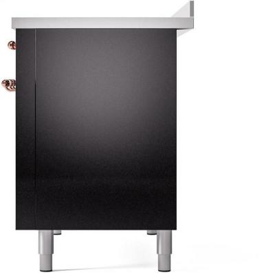 48" ILVE Nostalgie II Electric Freestanding Range in Glossy Black with Copper Trim - UPI486NMP/BKP