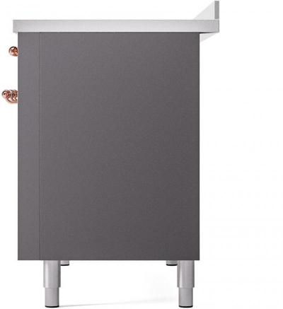 48" ILVE Nostalgie II Electric Freestanding Range in Matte Graphite with Copper Trim - UPI486NMP/MGP