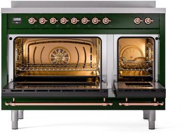 48" ILVE Nostalgie II Electric Freestanding Range in Emerald Green with Copper Trim - UPI486NMP/EGP