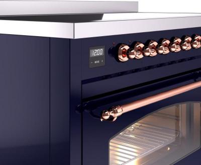 48" ILVE Nostalgie II Electric Freestanding Range in Blue with Copper Trim - UPI486NMP/MBP