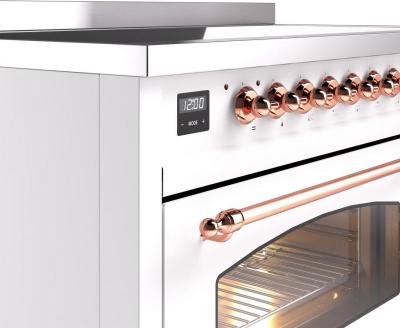 48" ILVE Nostalgie II Electric Freestanding Range in White with Copper Trim - UPI486NMP/WHP