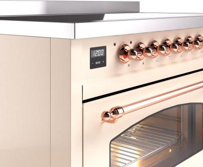 48" ILVE Nostalgie II Electric Freestanding Range in Antique White with Copper Trim - UPI486NMP/AWP