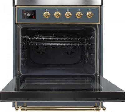 30" ILVE Majestic II Electric Freestanding Range in Blue Grey with Brass Trim - UMI30NE3/BGG