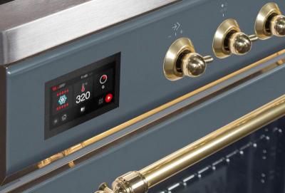 30" ILVE Majestic II Electric Freestanding Range in Blue Grey with Brass Trim - UMI30NE3/BGG