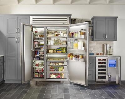 48" True Residential Built-In Side By Side Refrigerator With Stainless Glass Door - TR-48SBS-SG-C