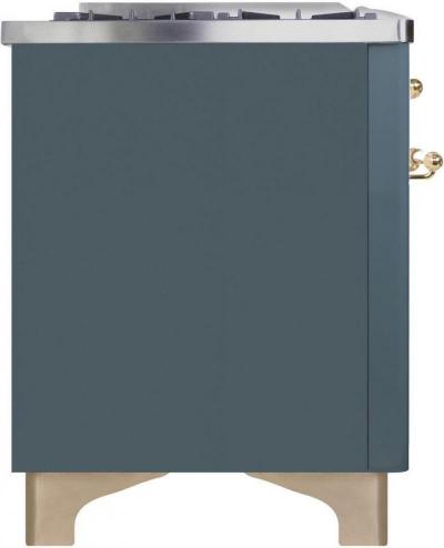 36" ILVE Majestic II Dual Fuel Liquid Propane Freestanding Range in Blue Grey with Brass Trim - UM09FDNS3/BGG LP