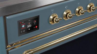 36" ILVE Majestic II Dual Fuel Liquid Propane Freestanding Range in Blue Grey with Brass Trim - UM09FDNS3/BGG LP