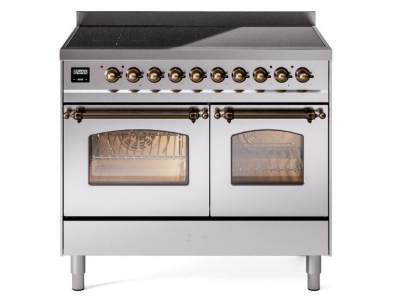 40" ILVE Nostalgie II Electric Freestanding Range in Stainless Steel with Bronze Trim - UPDI406NMP/SSB