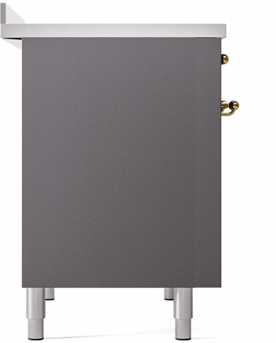 40" ILVE Nostalgie II Electric Freestanding Range in Matte Graphite with Brass Trim - UPDI406NMP/MGG