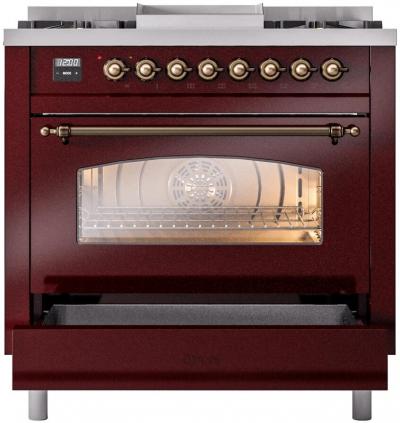 36" ILVE Professional Plus II Dual Fuel Natural Gas Freestanding Range with Copper Trim - UP36FNMP/BUP NG