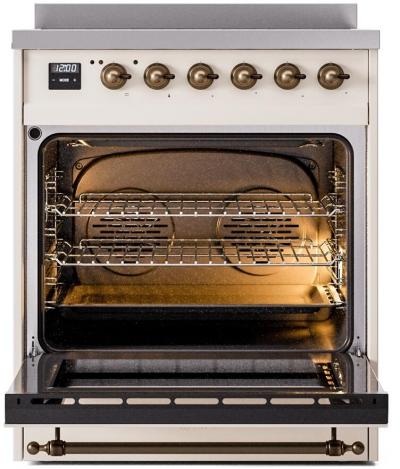 30" ILVE Nostalgie II Electric Freestanding Range in Emerald Green with Bronze Trim - UPI304NMP/AWB