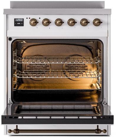 30" ILVE Nostalgie II Electric Freestanding Range in Emerald Green with Bronze Trim - UPI304NMP/WHB