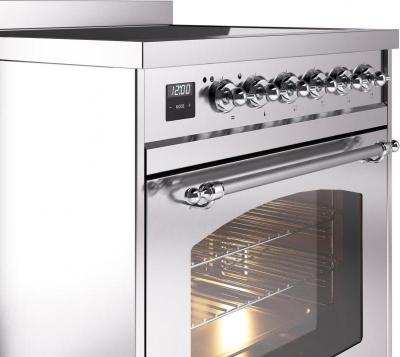 30" ILVE Nostalgie II Electric  Freestanding Range in Stainless Steel with Chrome Trim - UPI304NMP/SSC