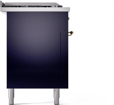 60" ILVE Nostalgie II Dual Fuel Liquid Propane Freestanding Range in Blue with Brass Trim - UP60FSNMP/MBG LP