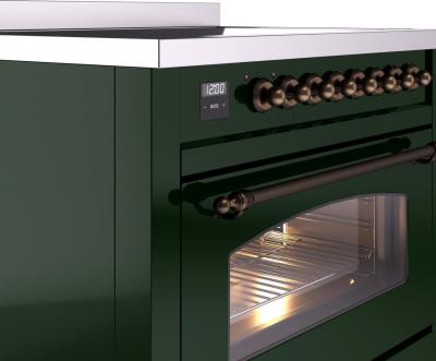 36" ILVE Nostalgie II Electric Freestanding Range in Emerald Green with Bronze Trim - UPI366NMP/EGB