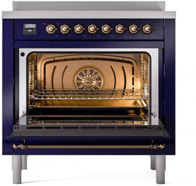 36" ILVE Nostalgie II Electric Freestanding Range in Blue with Bronze Trim - UPI366NMP/MBB