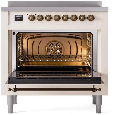 36" ILVE Nostalgie II Electric Freestanding Range in Antique White with Bronze Trim - UPI366NMP/AWB