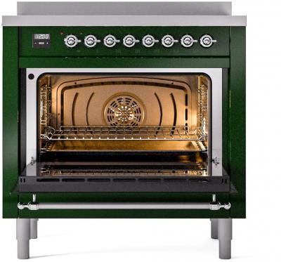 36" ILVE Nostalgie II Induction Freestanding Range in Emerald Green with Chrome Trim - UPI366NMP/EGC