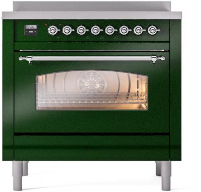 36" ILVE Nostalgie II Induction Freestanding Range in Emerald Green with Chrome Trim - UPI366NMP/EGC