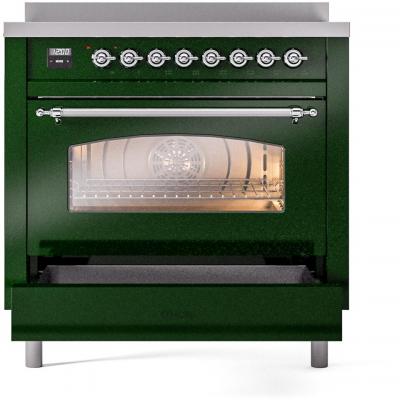 36" ILVE Nostalgie II Induction Freestanding Range in Emerald Green with Chrome Trim - UPI366NMP/EGC