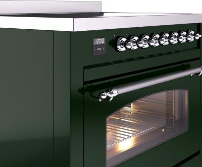 36" ILVE Nostalgie II Induction Freestanding Range in Emerald Green with Chrome Trim - UPI366NMP/EGC