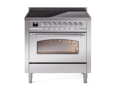 36" ILVE Nostalgie II Electric Freestanding Range in Stainless Steel with Chrome Trim - UPI366NMP/SSG