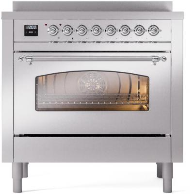 36" ILVE Nostalgie II Electric Freestanding Range in Stainless Steel with Chrome Trim - UPI366NMP/SSG