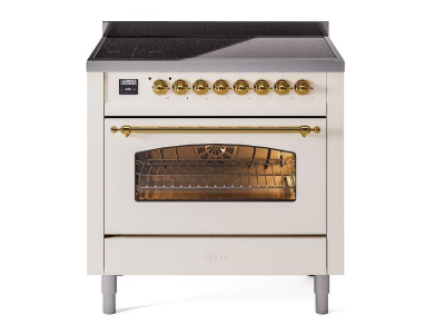 36" ILVE Nostalgie II Electric Freestanding Range in Antique White with Brass Trim -UPI366NMP/AWG