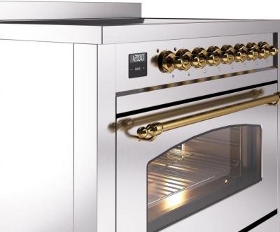 36" ILVE Nostalgie II Electric Freestanding Range in Stainless Steel with Brass Trim - UPI366NMP/SSG