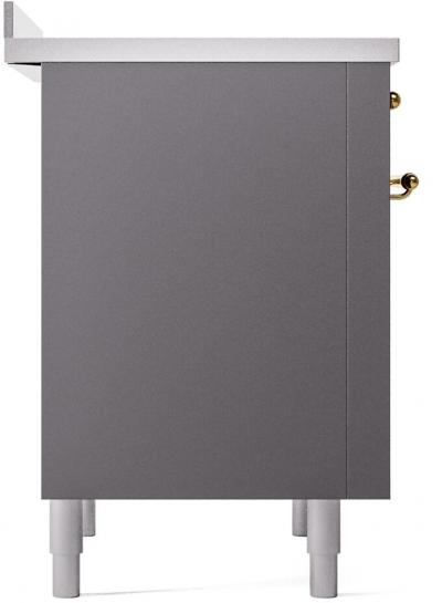 36" ILVE Nostalgie II Electric Freestanding Range in Matte Graphite with Brass Trim - MGG