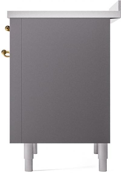 36" ILVE Nostalgie II Electric Freestanding Range in Matte Graphite with Brass Trim - MGG