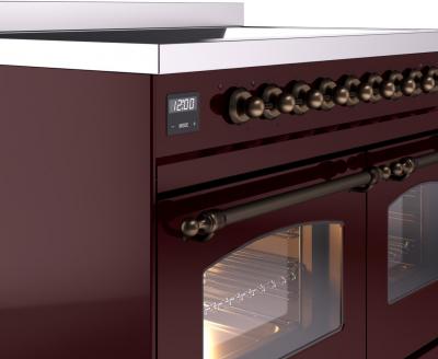 40" ILVE Nostalgie II Electric Freestanding Range in Burgundy with Bronze Trim - UPDI406NMP/BUB