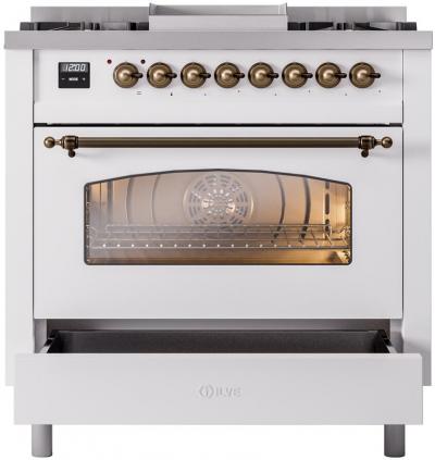 36" ILVE Professional Plus II Dual Fuel Liquid Propane Freestanding Range with Copper Trim - UP36FNMP/WHP LP