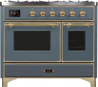 40" ILVE Majestic II Dual Fuel Natural Gas Freestanding Range in Blue Grey with Brass Trim - UMD10FDNS3/BGG NG