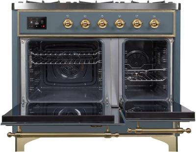 40" ILVE Majestic II Dual Fuel Natural Gas Freestanding Range in Blue Grey with Brass Trim - UMD10FDNS3/BGG NG