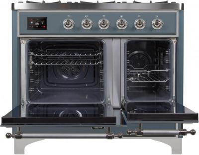 40" ILVE Majestic II Dual Fuel Liquid Propane Freestanding Range in Blue Grey with Chrome Trim - UMD10FDNS3/BGC LP