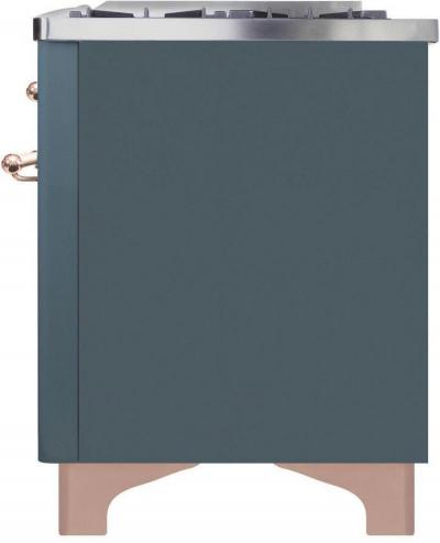 36" ILVE Majestic II Dual Fuel Liquid Propane Freestanding Range in Blue Grey with Copper Trim - UM09FDNS3/BGP LP