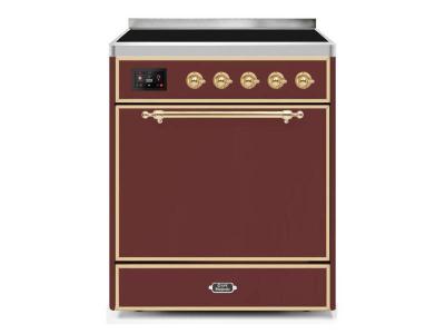 30" ILVE 4 Cu. Ft. Majestic II Electric Freestanding Range with Brass Trim - UMI30QNE3/BUG