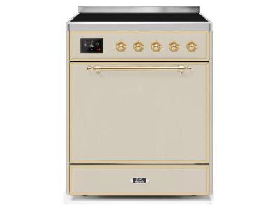 30" ILVE 4 Cu. Ft. Majestic II Electric Freestanding Range with Brass Trim - UMI30QNE3/AWG