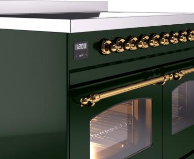 40" ILVE Nostalgie II Electric Freestanding Range in Emerald Green with Brass Trim - UPDI406NMP/EGG