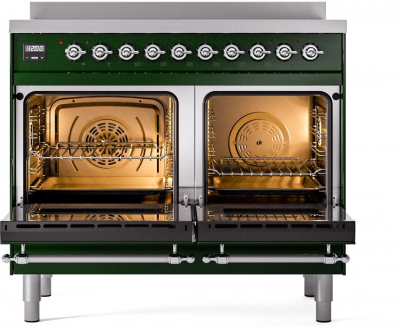 40" ILVE Nostalgie II Electric Freestanding Range in Emerald Green with Chrome Trim - UPDI406NMP/EGC