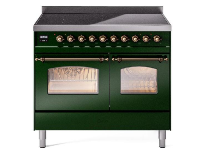 40" ILVE Nostalgie II Electric Freestanding Range in Emerald Green with Bronze Trim - UPDI406NMP/EGB