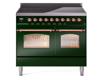 40" ILVE Nostalgie II Electric Freestanding Range in Emerald Green with Copper Trim - UPDI406NMP/EGP